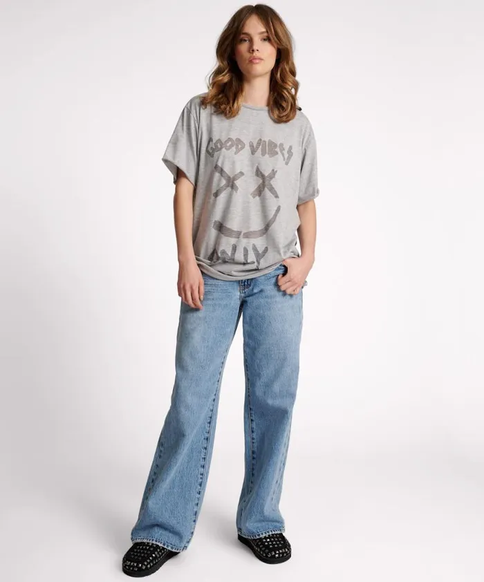 Women One Teaspoon Tees and Tanks GOOD VIBES ONLY OVERSIZED TEE Women One Teaspoon Tees and Tanks GOOD VIBES ONLY OVERSIZED TEE