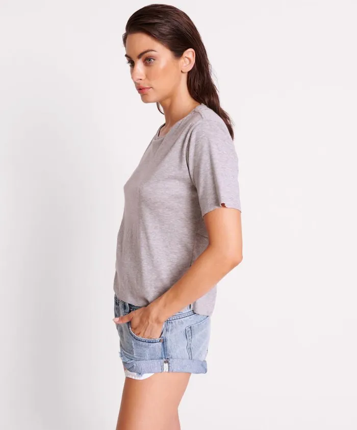 Women One Teaspoon Tees and Tanks GREY MARLE LUCKY 8 BOYFRIEND TEE