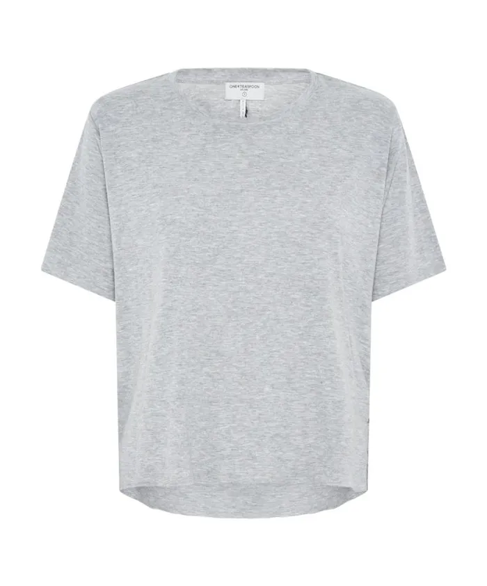 Women One Teaspoon Tees and Tanks GREY MARLE LUCKY 8 BOYFRIEND TEE