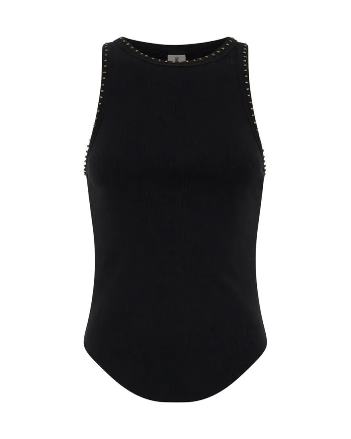 Women One Teaspoon Tees and Tanks HAND BEADED RAMONE TANK Women One Teaspoon Tees and Tanks HAND BEADED RAMONE TANK