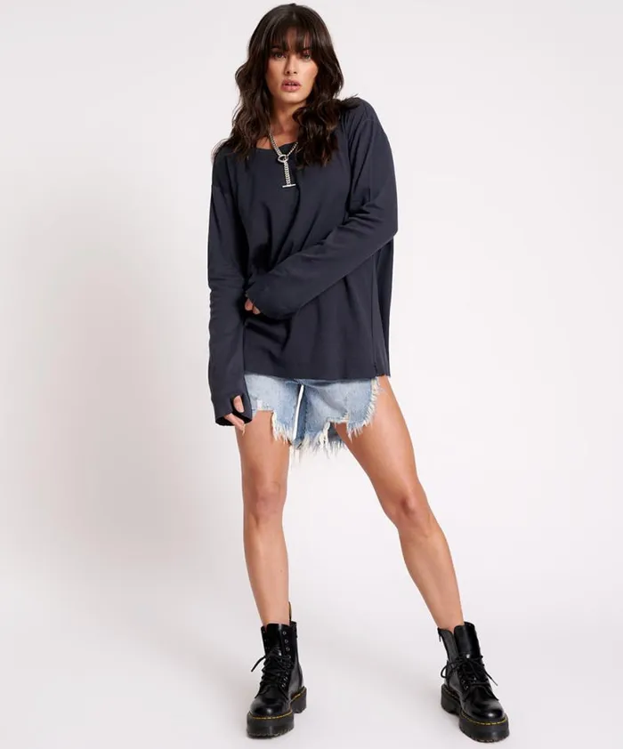 Women One Teaspoon Tees and Tanks JAGGER BOYFRIEND LONG SLEEVE TEE