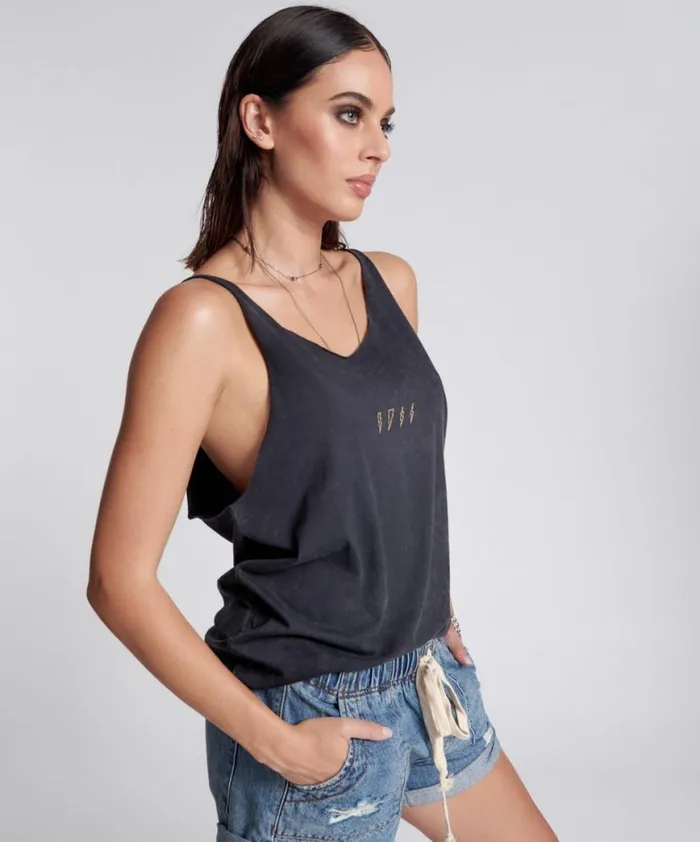 Women One Teaspoon Tees and Tanks LIGHTNING BOLT ORGANIC BARELY THERE TANK Women One Teaspoon Tees and Tanks LIGHTNING BOLT ORGANIC BARELY THERE TANK