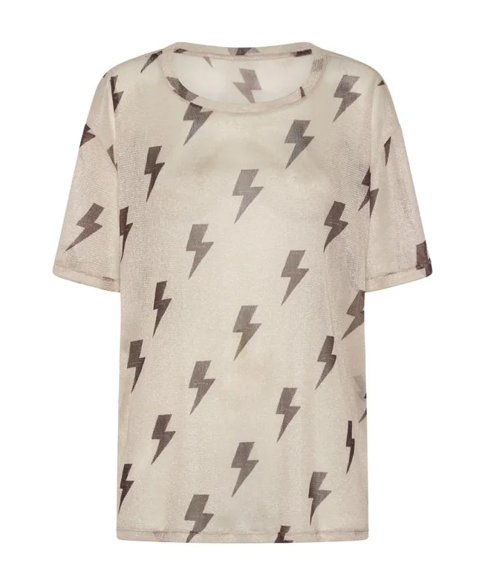 Women One Teaspoon Tees and Tanks LIGHTNING STRIKES MESH TEE SHIRT Women One Teaspoon Tees and Tanks LIGHTNING STRIKES MESH TEE SHIRT