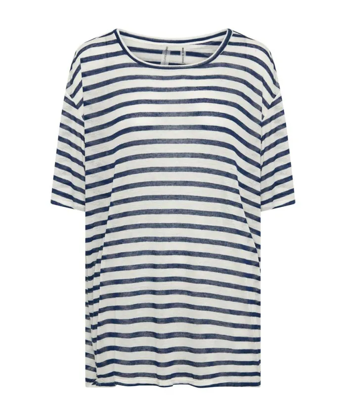 Women One Teaspoon Tees and Tanks LINEN STRIPE BOYFRIEND TEE Women One Teaspoon Tees and Tanks LINEN STRIPE BOYFRIEND TEE