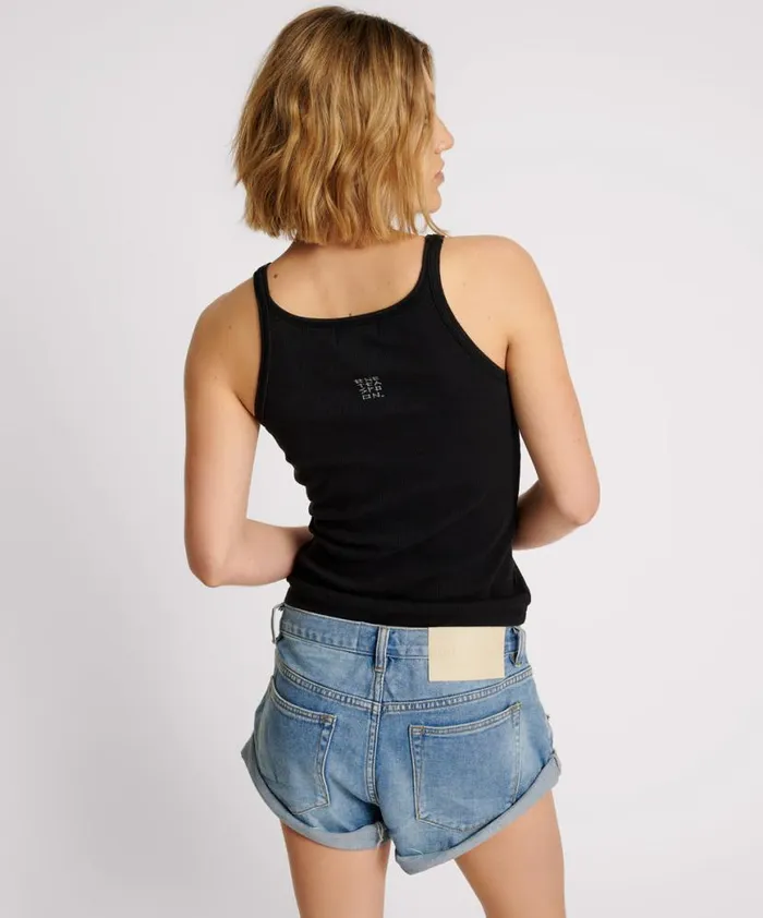Women One Teaspoon Tees and Tanks LOVE RIB SINGLET BLACK Women One Teaspoon Tees and Tanks LOVE RIB SINGLET BLACK