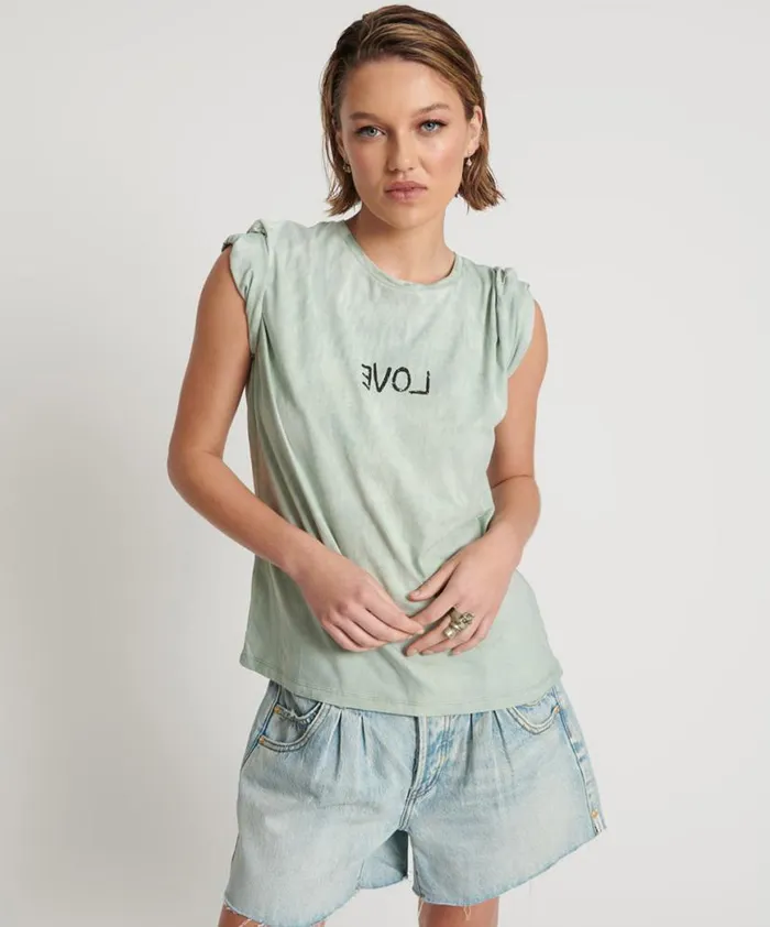 Women One Teaspoon Tees and Tanks LOVE STAINED CREW TEE