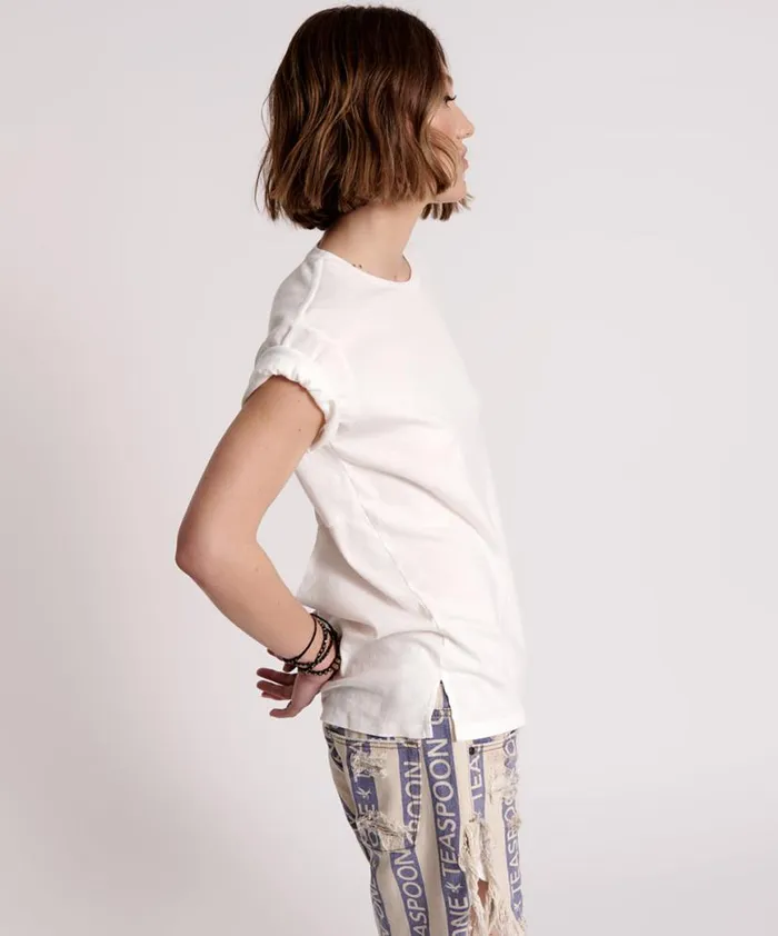 Women One Teaspoon Tees and Tanks LUCKY 8 FINE RIB BOYFRIEND TEE Women One Teaspoon Tees and Tanks LUCKY 8 FINE RIB BOYFRIEND TEE