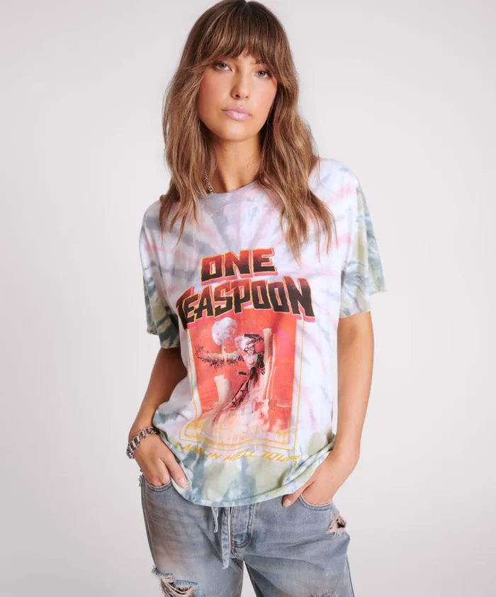 Women One Teaspoon Tees and Tanks MADE IN HELL TIE DYE OVERSIZED TEE