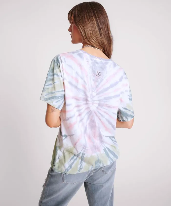Women One Teaspoon Tees and Tanks MADE IN HELL TIE DYE OVERSIZED TEE