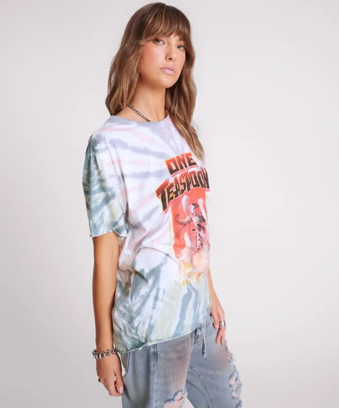 Women One Teaspoon Tees and Tanks MADE IN HELL TIE DYE OVERSIZED TEE