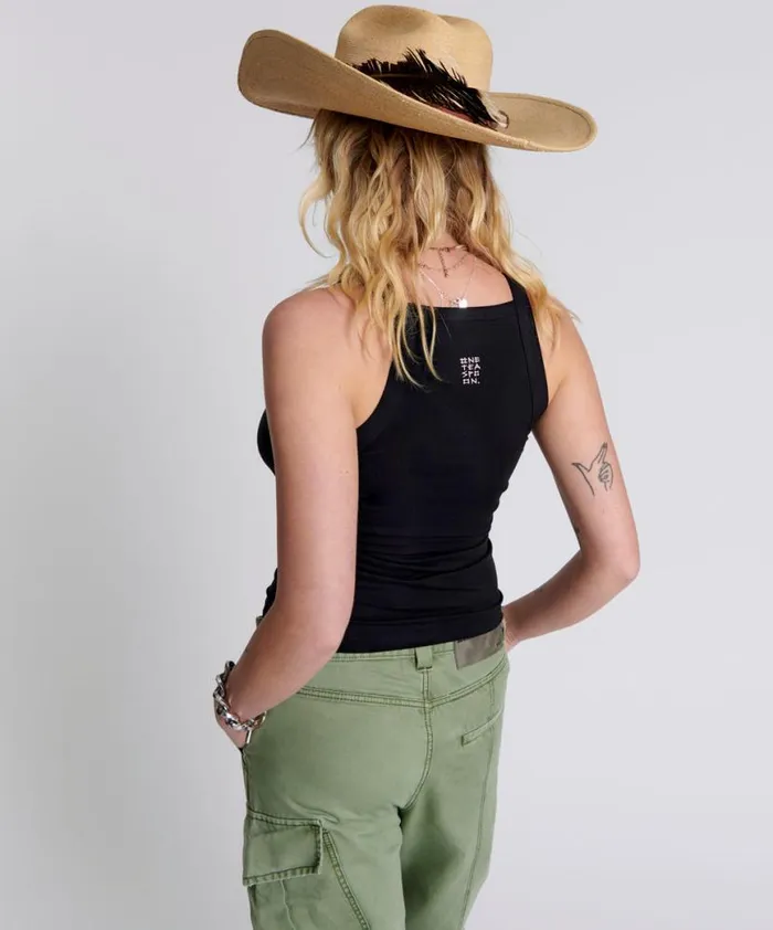 Women One Teaspoon Tees and Tanks MIAMI BAMBOO LOGO TANK BLACK Women One Teaspoon Tees and Tanks MIAMI BAMBOO LOGO TANK BLACK
