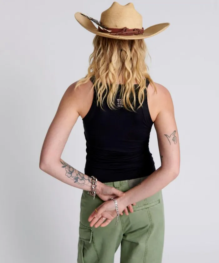 Women One Teaspoon Tees and Tanks MIAMI BAMBOO LOGO TANK BLACK Women One Teaspoon Tees and Tanks MIAMI BAMBOO LOGO TANK BLACK