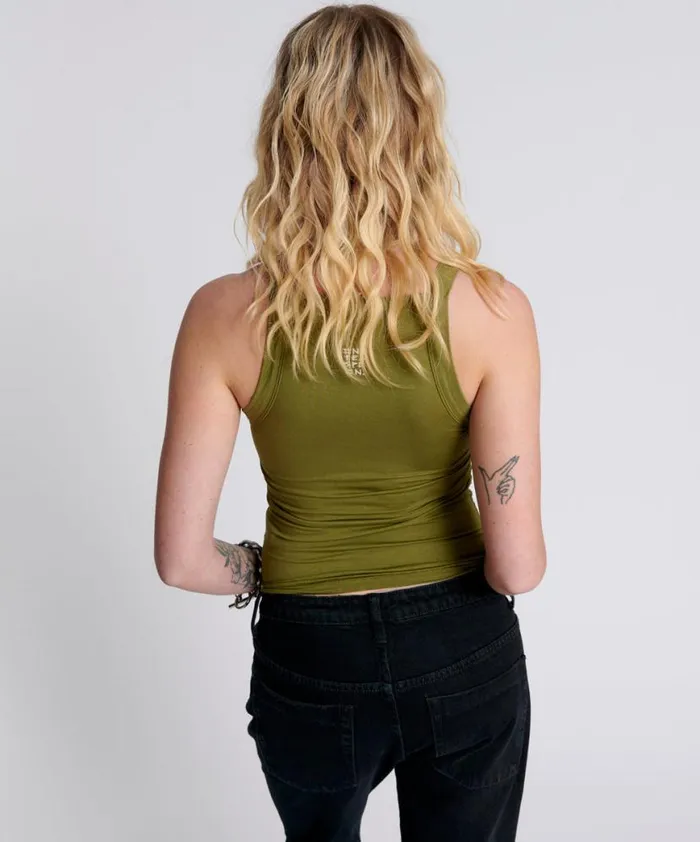 Women One Teaspoon Tees and Tanks MIAMI BAMBOO LOGO TANK KHAKI Women One Teaspoon Tees and Tanks MIAMI BAMBOO LOGO TANK KHAKI