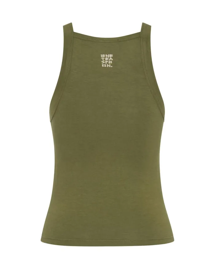 Women One Teaspoon Tees and Tanks MIAMI BAMBOO LOGO TANK KHAKI Women One Teaspoon Tees and Tanks MIAMI BAMBOO LOGO TANK KHAKI