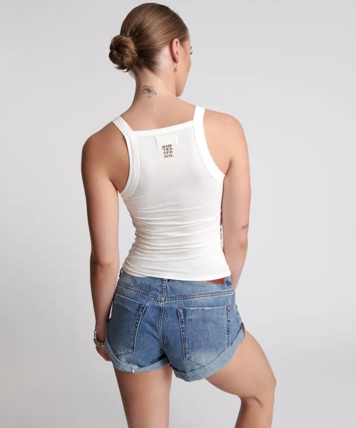 Women One Teaspoon Tees and Tanks MIAMI BAMBOO LOGO TANK WHITE Women One Teaspoon Tees and Tanks MIAMI BAMBOO LOGO TANK WHITE
