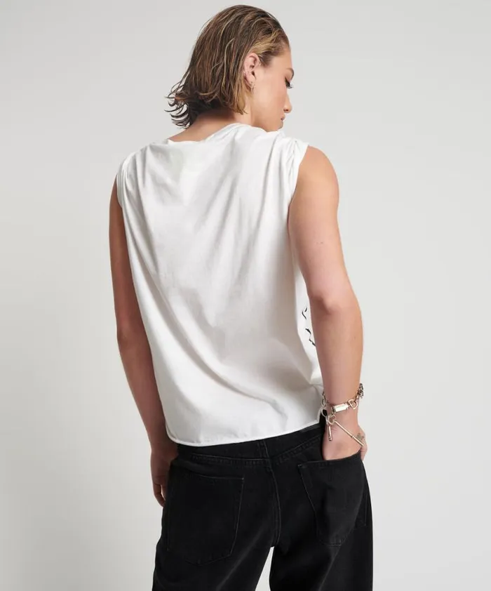 Women One Teaspoon Tees and Tanks NUIT NOIRE ORGANIC DEEP V CUT OUT TEE