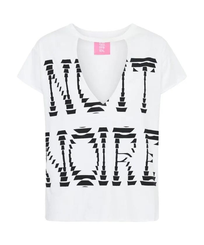 Women One Teaspoon Tees and Tanks NUIT NOIRE ORGANIC DEEP V CUT OUT TEE