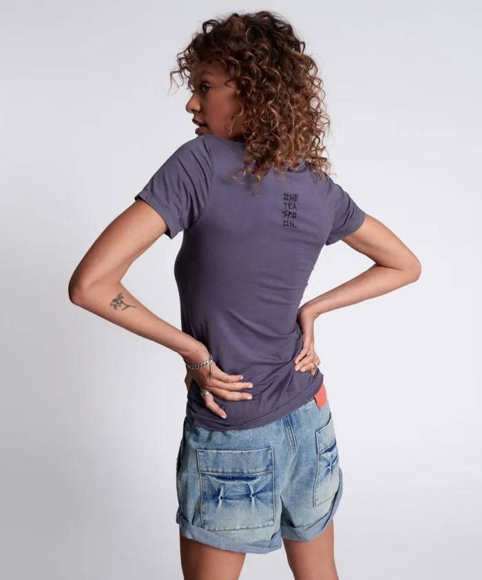 Women One Teaspoon Tees and Tanks ONE TEASPOON FITTED LOGO TEE BLUE Women One Teaspoon Tees and Tanks ONE TEASPOON FITTED LOGO TEE BLUE
