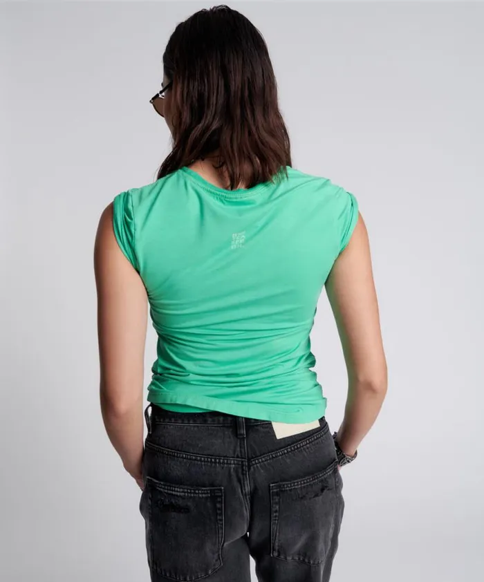 Women One Teaspoon Tees and Tanks ONE TEASPOON FITTED LOGO TEE GREEN Women One Teaspoon Tees and Tanks ONE TEASPOON FITTED LOGO TEE GREEN