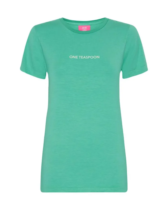 Women One Teaspoon Tees and Tanks ONE TEASPOON FITTED LOGO TEE GREEN Women One Teaspoon Tees and Tanks ONE TEASPOON FITTED LOGO TEE GREEN