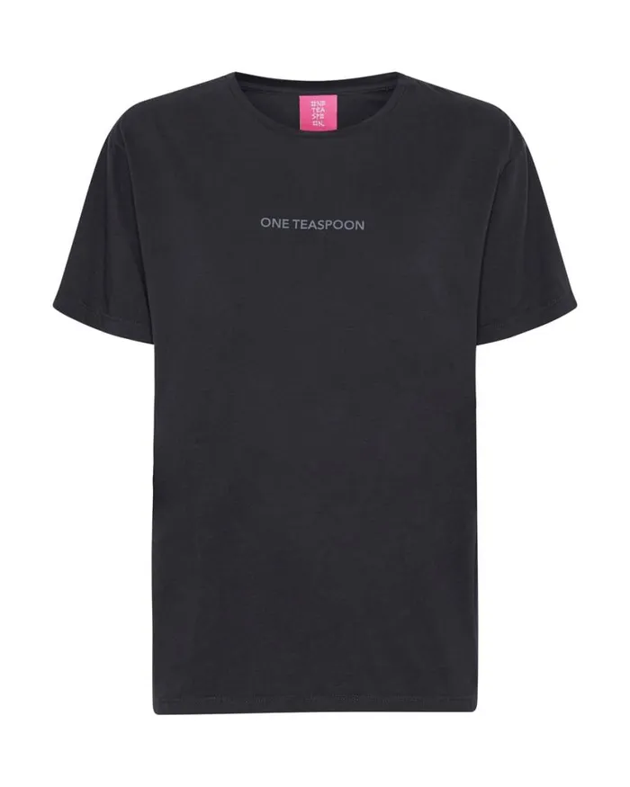Women One Teaspoon Tees and Tanks ONE TEASPOON LOGO CREW NECK TEE BLACK Women One Teaspoon Tees and Tanks ONE TEASPOON LOGO CREW NECK TEE BLACK