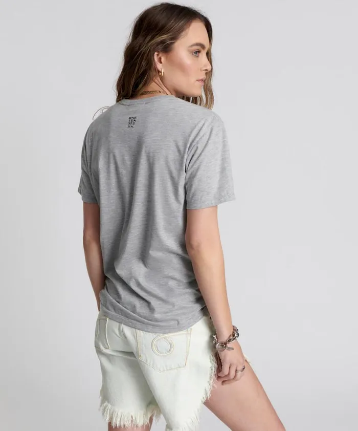 Women One Teaspoon Tees and Tanks ONE TEASPOON LOGO CREW NECK TEE GREY Women One Teaspoon Tees and Tanks ONE TEASPOON LOGO CREW NECK TEE GREY