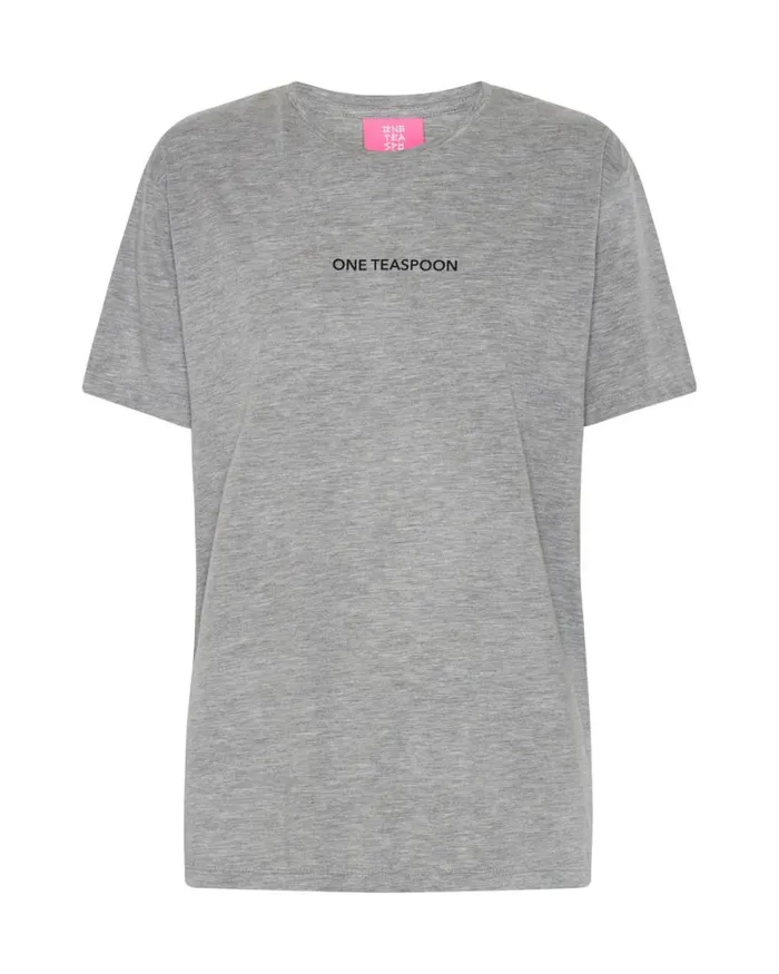 Women One Teaspoon Tees and Tanks ONE TEASPOON LOGO CREW NECK TEE GREY Women One Teaspoon Tees and Tanks ONE TEASPOON LOGO CREW NECK TEE GREY