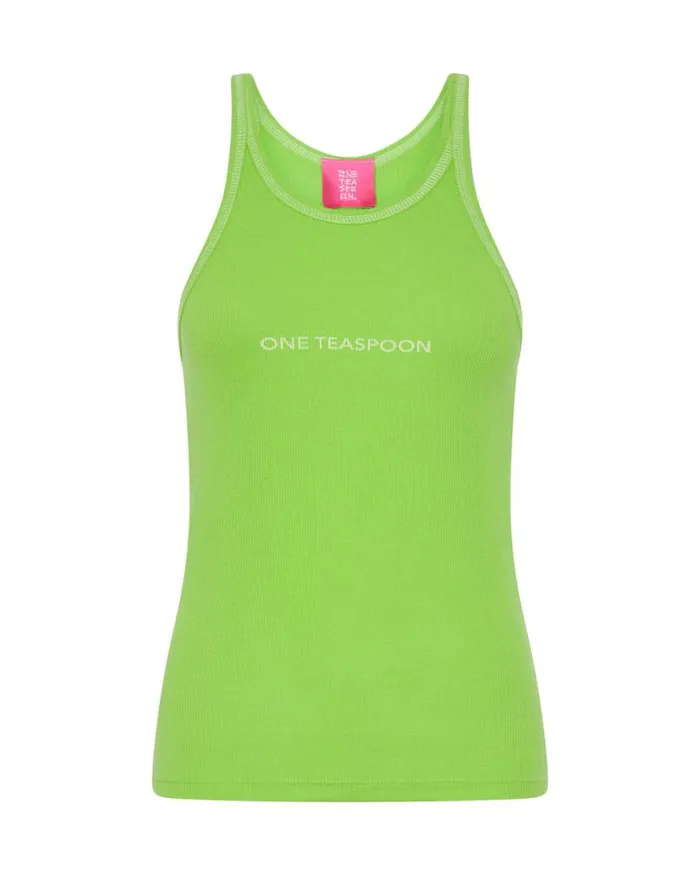 Women One Teaspoon Tees and Tanks ONE TEASPOON LOGO RIB SINGLET Women One Teaspoon Tees and Tanks ONE TEASPOON LOGO RIB SINGLET