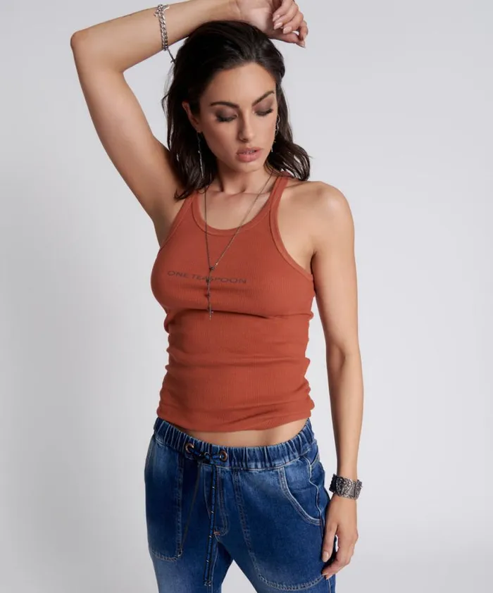 Women One Teaspoon Tees and Tanks ONE TEASPOON LOGO SINGLET