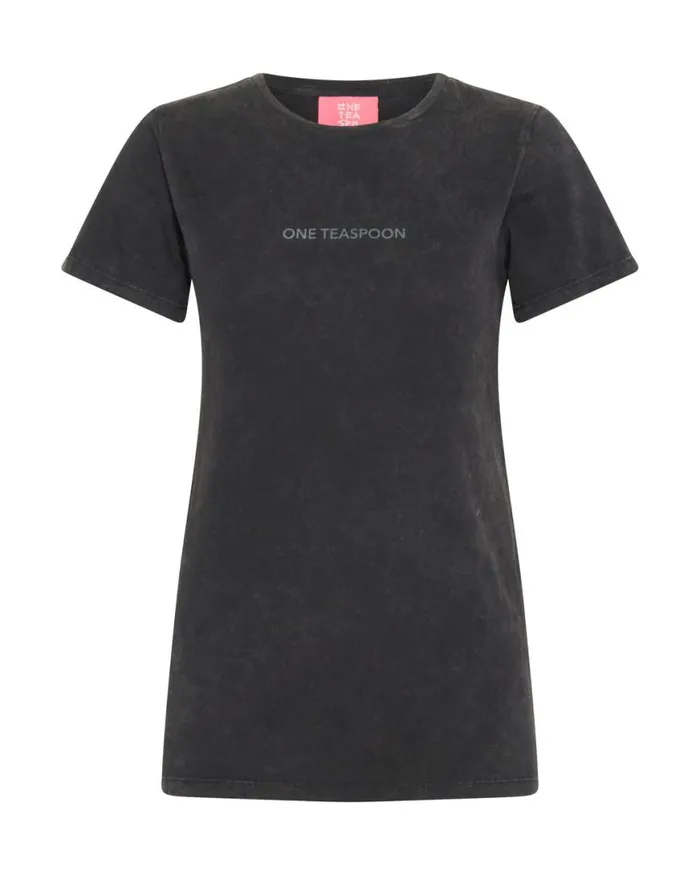 Women One Teaspoon Tees and Tanks ONE TEASPOON ORGANIC FITTED LOGO TEE BLACK Women One Teaspoon Tees and Tanks ONE TEASPOON ORGANIC FITTED LOGO TEE BLACK