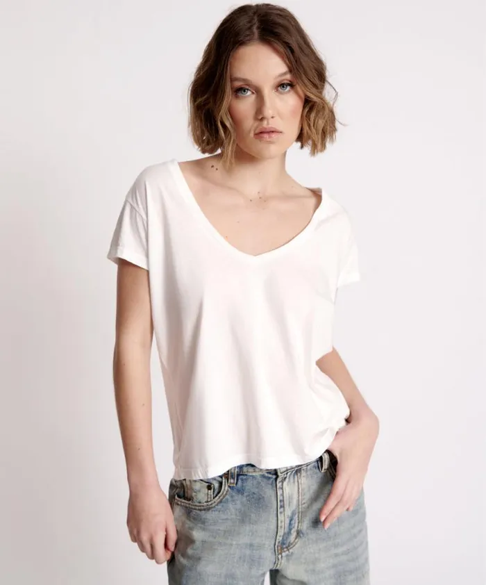 Women One Teaspoon Tees and Tanks ONE TEASPOON ORGANIC SCOOP NECK BASIC TEE WHITE Women One Teaspoon Tees and Tanks ONE TEASPOON ORGANIC SCOOP NECK BASIC TEE WHITE