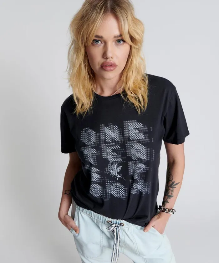 Women One Teaspoon Tees and Tanks ONE TEASPOON POSTER PRINT CREW TEE