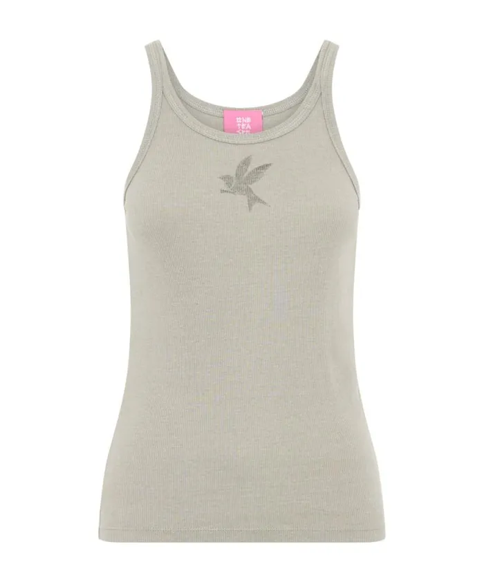 Women One Teaspoon Tees and Tanks ONE TEASPOON RIB SINGLET GREY Women One Teaspoon Tees and Tanks ONE TEASPOON RIB SINGLET GREY