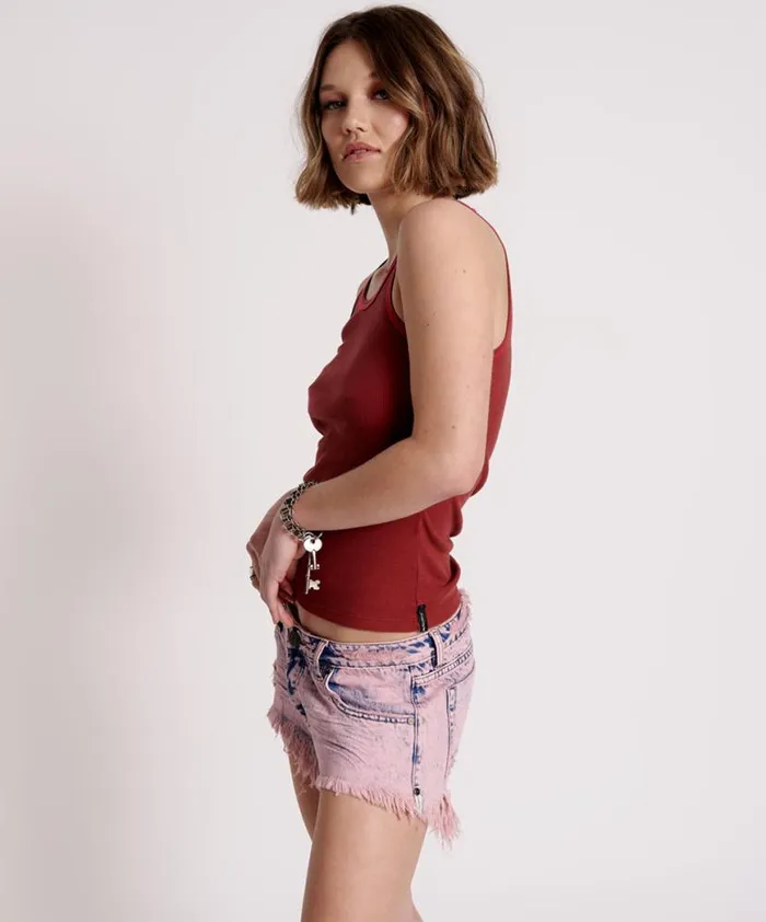 Women One Teaspoon Tees and Tanks ONE TEASPOON RIB SINGLET RED Women One Teaspoon Tees and Tanks ONE TEASPOON RIB SINGLET RED
