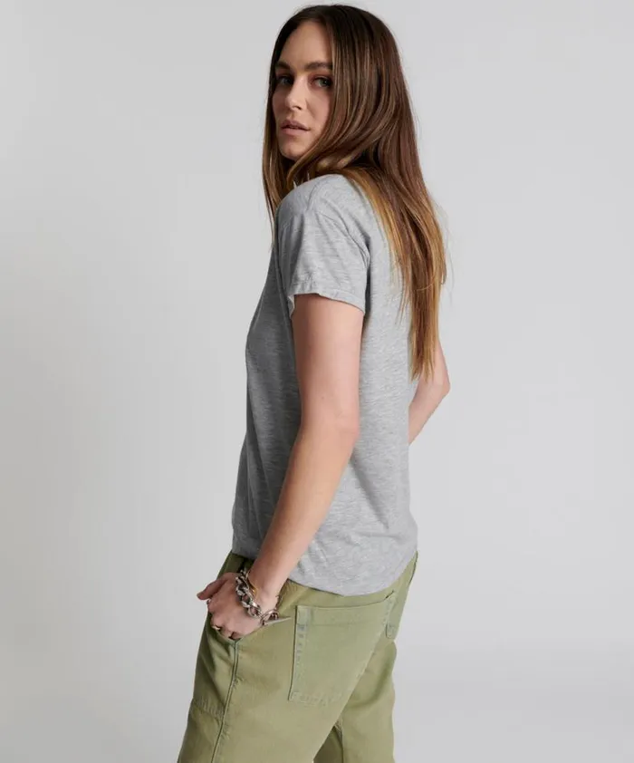 Women One Teaspoon Tees and Tanks ONE TEASPOON SCOOP NECK BASIC TEE GREY Women One Teaspoon Tees and Tanks ONE TEASPOON SCOOP NECK BASIC TEE GREY