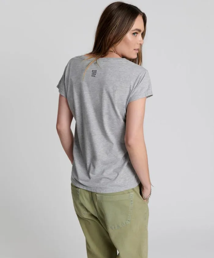 Women One Teaspoon Tees and Tanks ONE TEASPOON SCOOP NECK BASIC TEE GREY Women One Teaspoon Tees and Tanks ONE TEASPOON SCOOP NECK BASIC TEE GREY