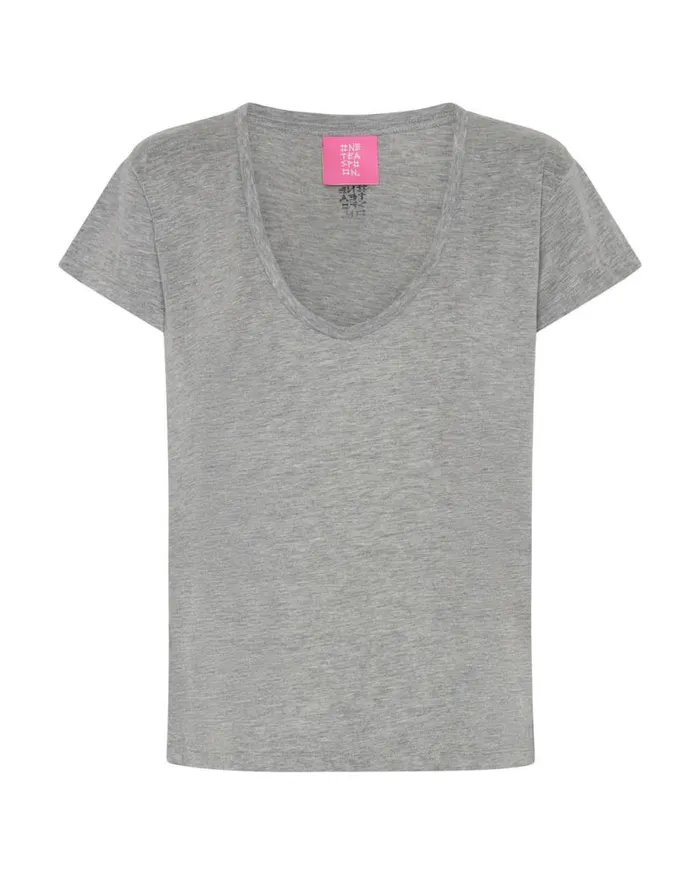 Women One Teaspoon Tees and Tanks ONE TEASPOON SCOOP NECK BASIC TEE GREY Women One Teaspoon Tees and Tanks ONE TEASPOON SCOOP NECK BASIC TEE GREY