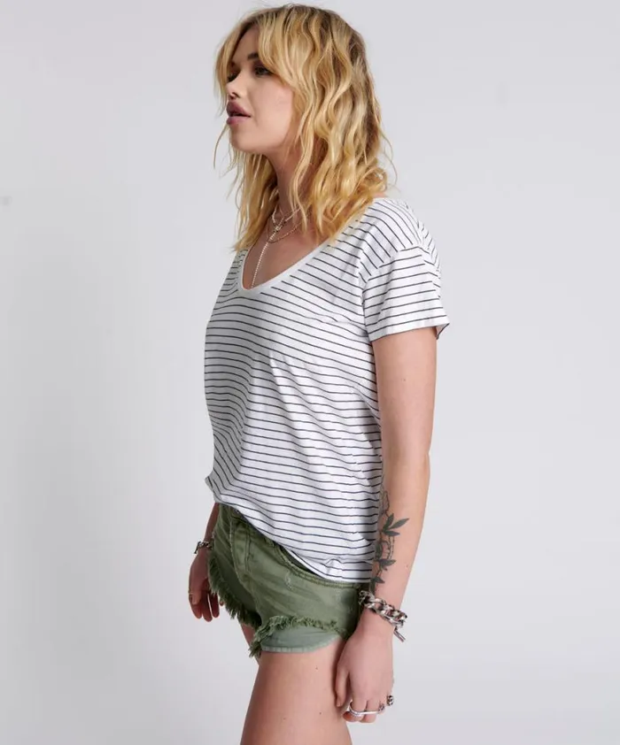 Women One Teaspoon Tees and Tanks ONE TEASPOON SCOOP NECK BASIC TEE MULTI Women One Teaspoon Tees and Tanks ONE TEASPOON SCOOP NECK BASIC TEE MULTI
