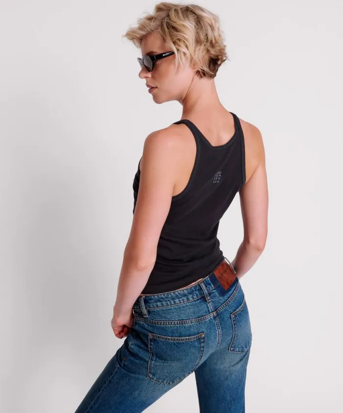 Women One Teaspoon Tees and Tanks ONETEASPOON FINE RIB SINGLET Women One Teaspoon Tees and Tanks ONETEASPOON FINE RIB SINGLET