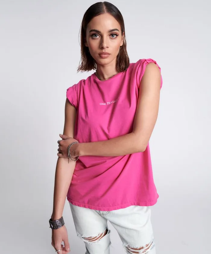 Women One Teaspoon Tees and Tanks ORGANIC FLURO PINK ONETEASPOON LOGO UNISEX TEE Women One Teaspoon Tees and Tanks ORGANIC FLURO PINK ONETEASPOON LOGO UNISEX TEE