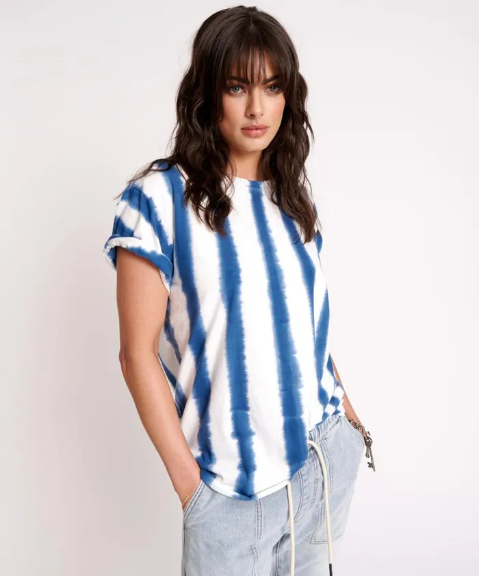 Women One Teaspoon Tees and Tanks ORGANIC HAND PAINTED STRIPE UNISEX TEE