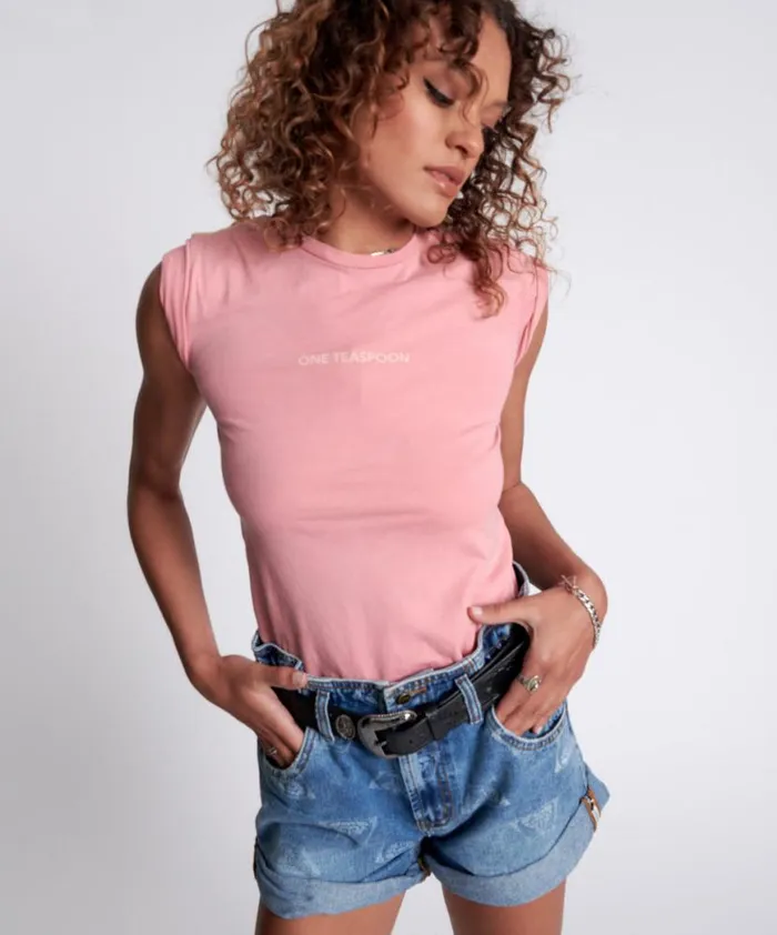 Women One Teaspoon Tees and Tanks ORGANIC LOGO FITTED TEE