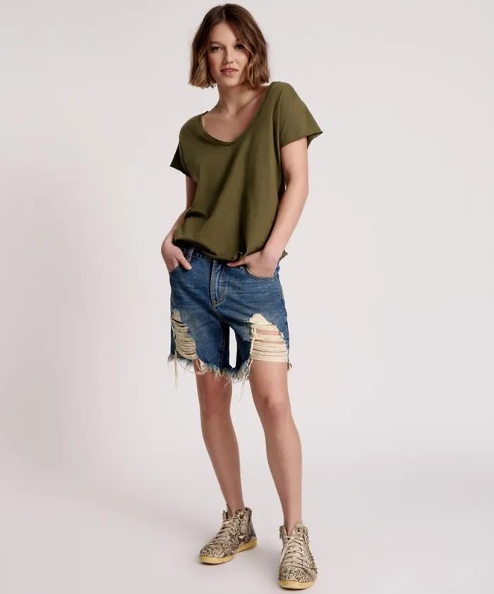 Women One Teaspoon Tees and Tanks ORGANIC PEACE SCOOP NECK TEE