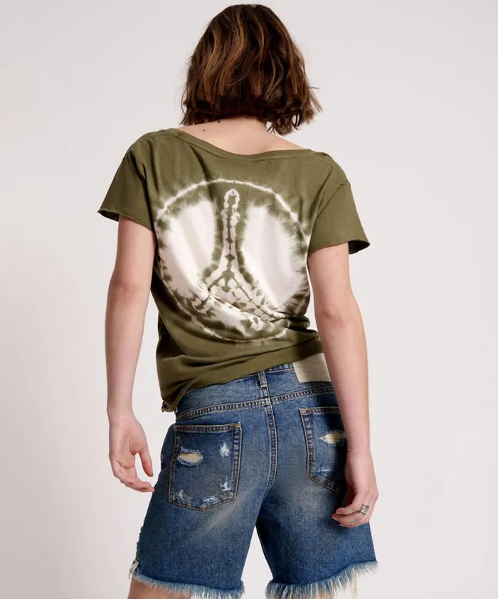 Women One Teaspoon Tees and Tanks ORGANIC PEACE SCOOP NECK TEE Women One Teaspoon Tees and Tanks ORGANIC PEACE SCOOP NECK TEE