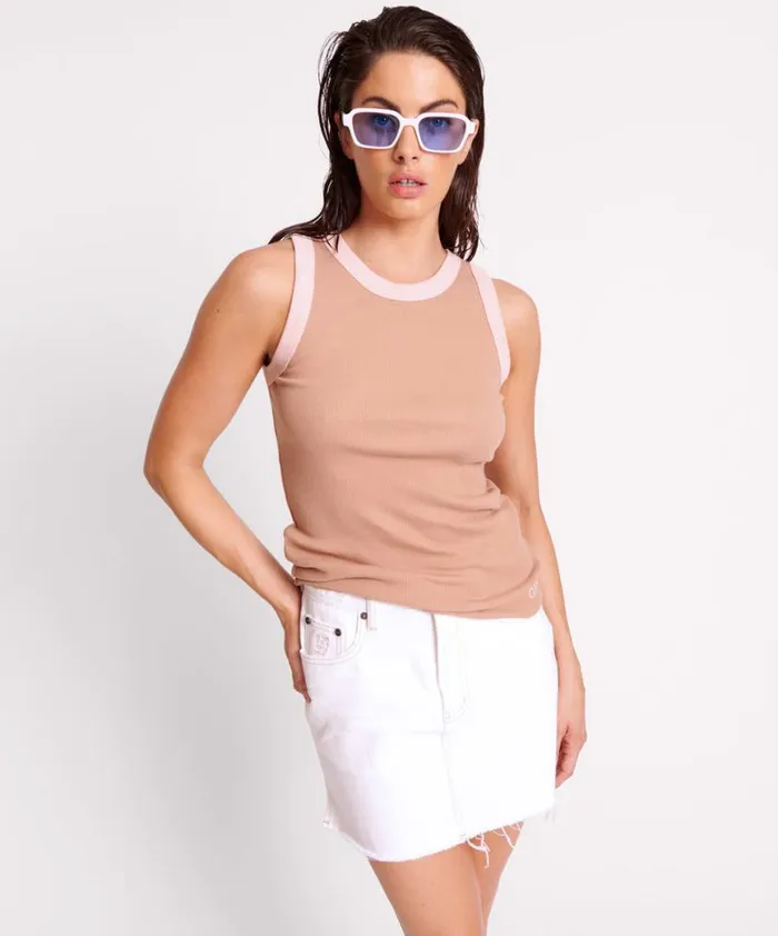 Women One Teaspoon Tees and Tanks OTS 2 TONE EQUIPMENT TANK