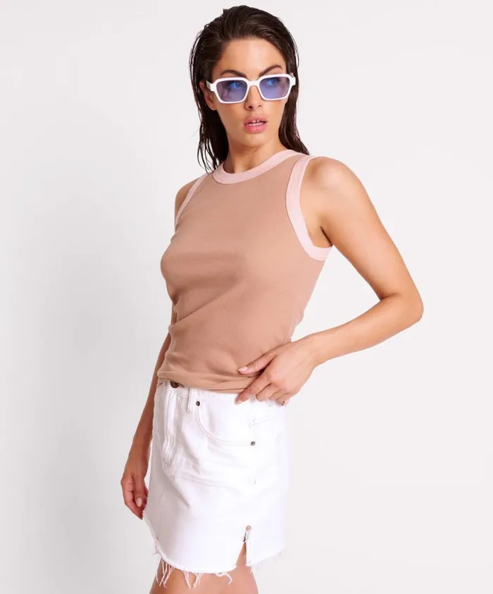 Women One Teaspoon Tees and Tanks OTS 2 TONE EQUIPMENT TANK Women One Teaspoon Tees and Tanks OTS 2 TONE EQUIPMENT TANK