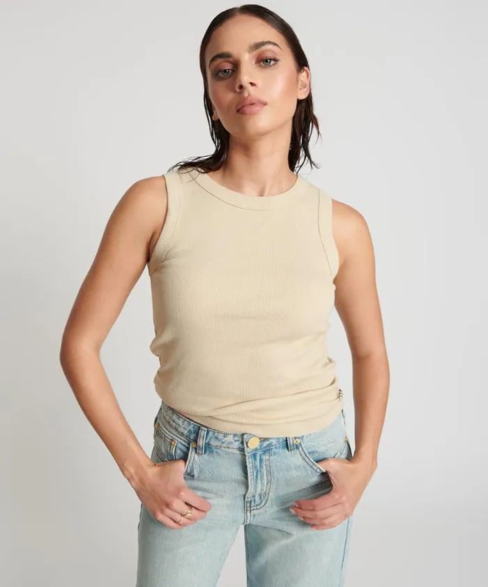 Women One Teaspoon Tees and Tanks OTS EQUIPMENT TANK WHITE