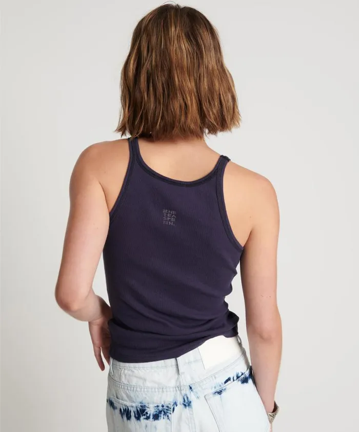 Women One Teaspoon Tees and Tanks PETROL BOWER BIRD RIBBED TANK TOP Women One Teaspoon Tees and Tanks PETROL BOWER BIRD RIBBED TANK TOP