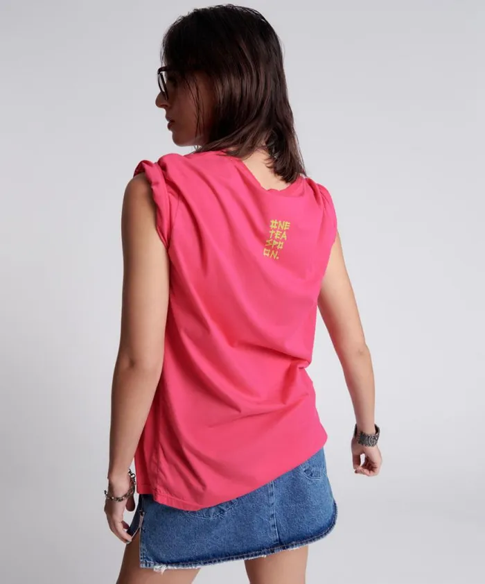 Women One Teaspoon Tees and Tanks PINK GLO ONE TEASPOON ORGANIC LOGO UNISEX TEE Women One Teaspoon Tees and Tanks PINK GLO ONE TEASPOON ORGANIC LOGO UNISEX TEE