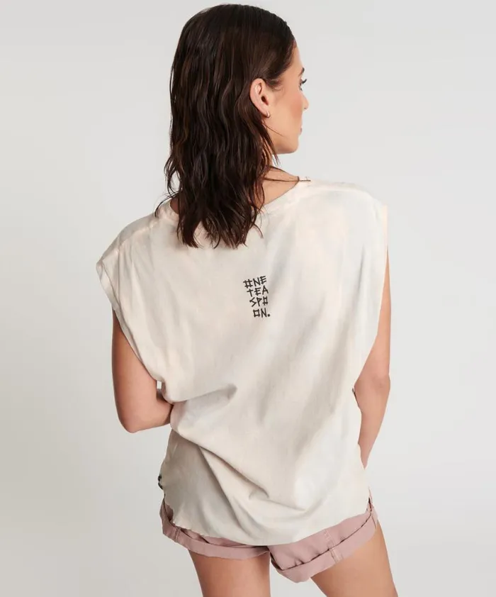 Women One Teaspoon Tees and Tanks PINK LOVE STAINED TANK Women One Teaspoon Tees and Tanks PINK LOVE STAINED TANK